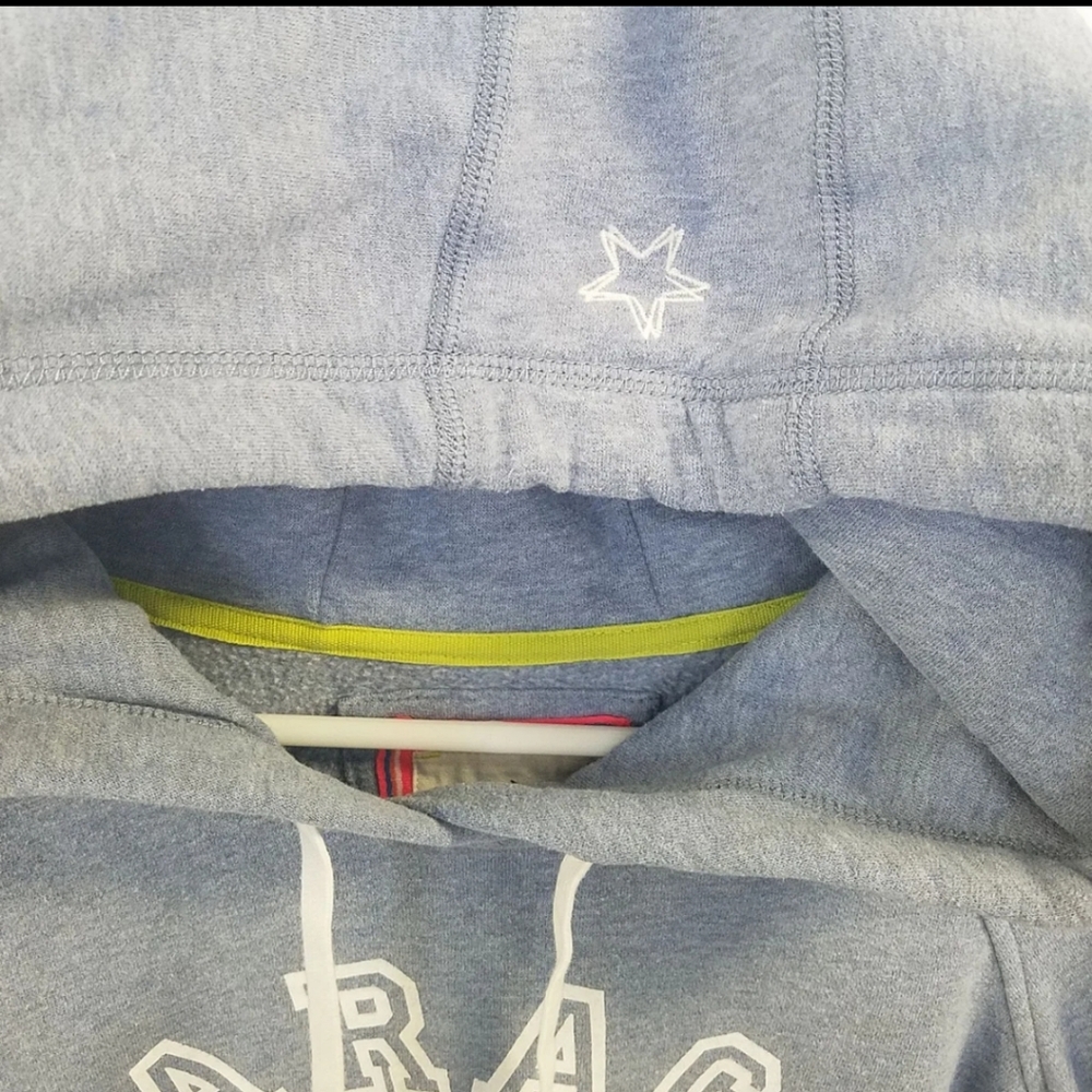 Garage Canada Women's Drawstring Spellout Hoodie Medium Blue Green - Picture 3 of 10